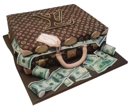 LV Branded Bag with Money Cake