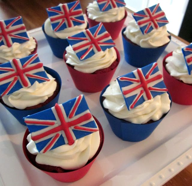 Union Jack Themed Cupcakes