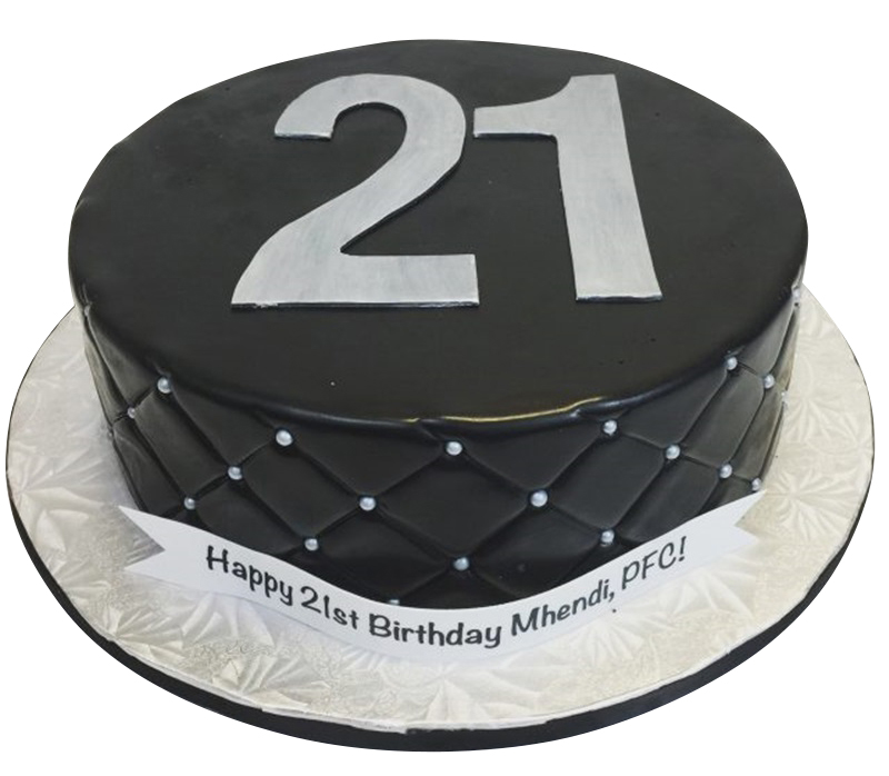 Black 21st Birthday Cake