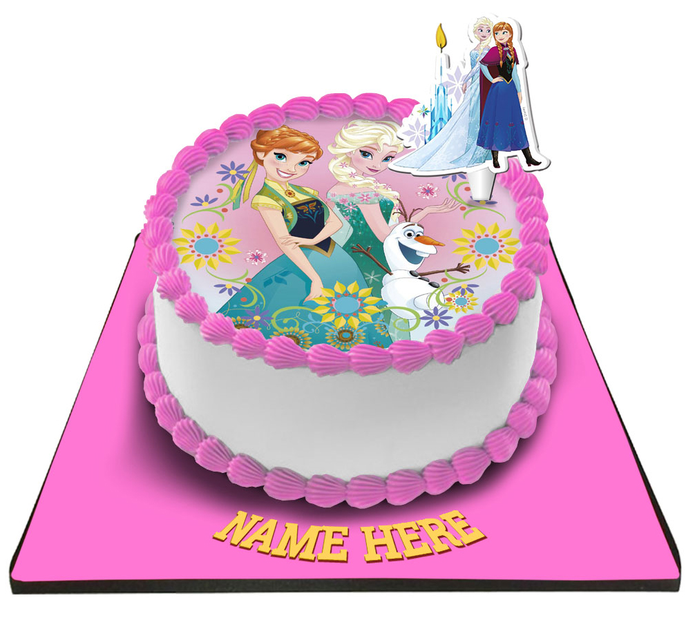 Disney Frozen Princess Cake With Frozen Candle