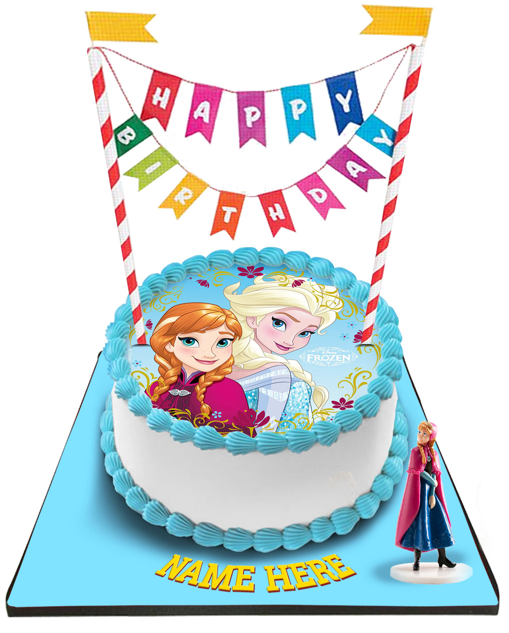 Disney Frozen Princess Cake with Happy Birthday Bunting &Topper