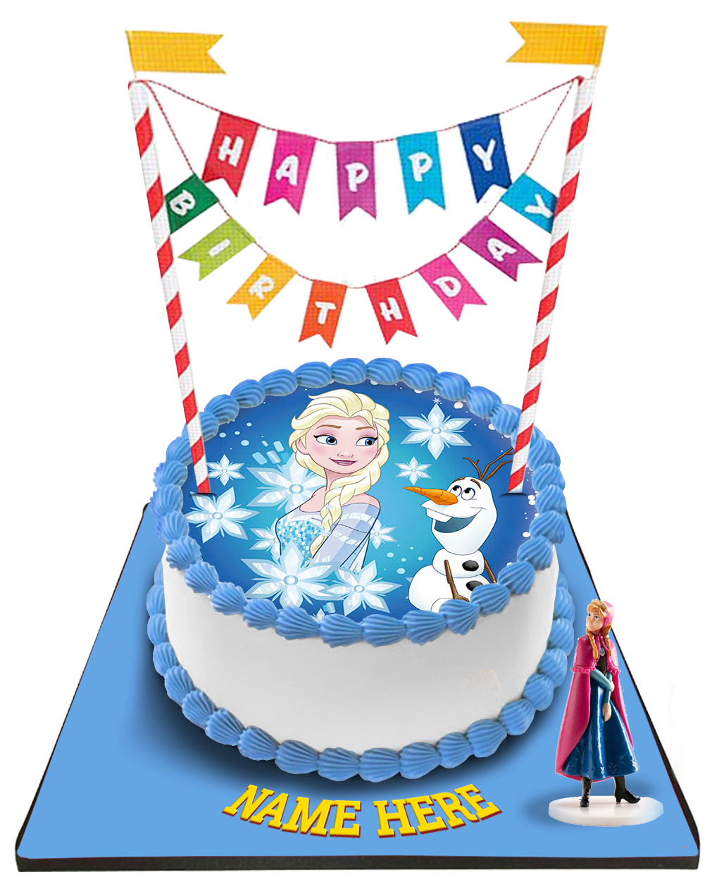 Disney Frozen Princess Cake With Happy Birthday Bunting &Topper