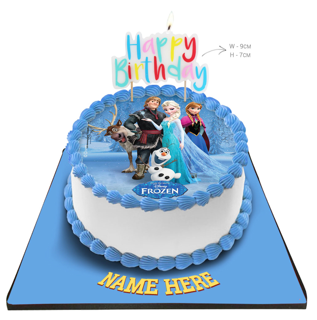 Disney Frozen Princess Cake with Happy Birthday Candle