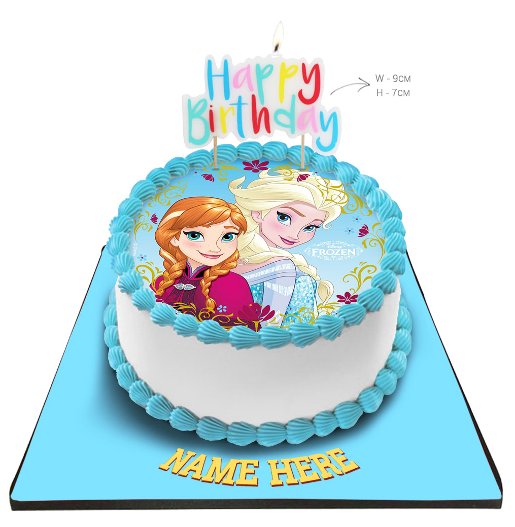 Disney Frozen Princess Cake with Happy Birthday Candle