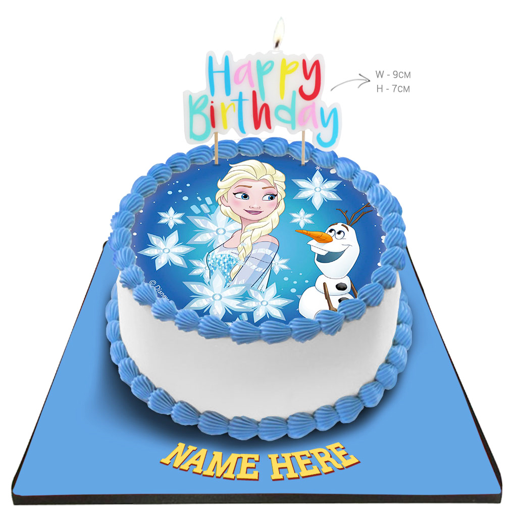 Disney Frozen Princess Cake With Happy Birthday Candle