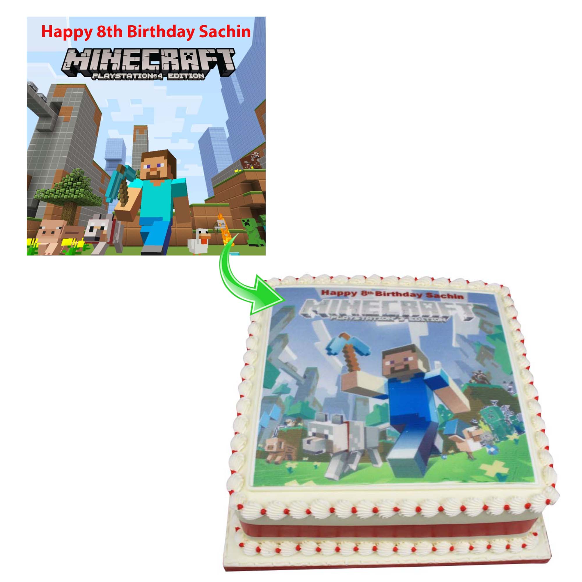 Edible Minecraft Photo Cake