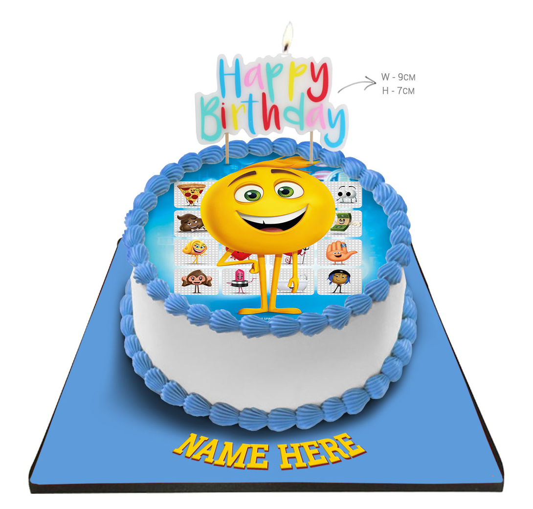 Emoji Cake with Happy Birthday Candle