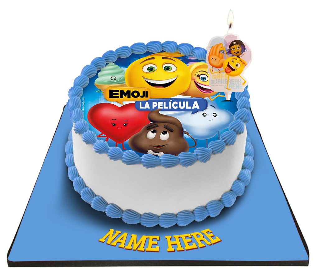 Emoji Cake with Happy Birthday Candle