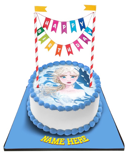 Frozen Elsa Cake with Happy Birthday Bunting