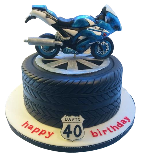 Kids motorbike themed birthday cake