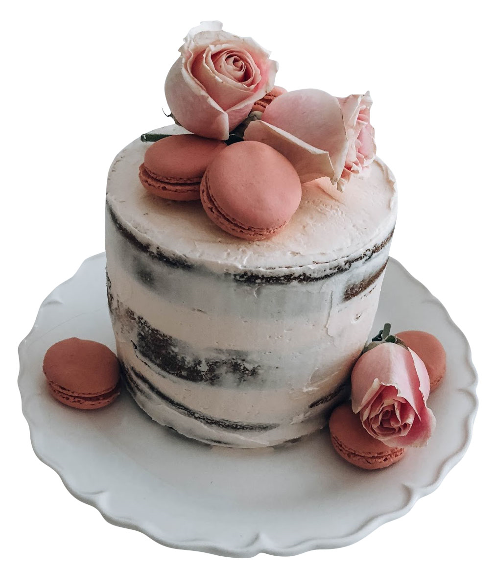 Macaroons Flowers Naked Cake