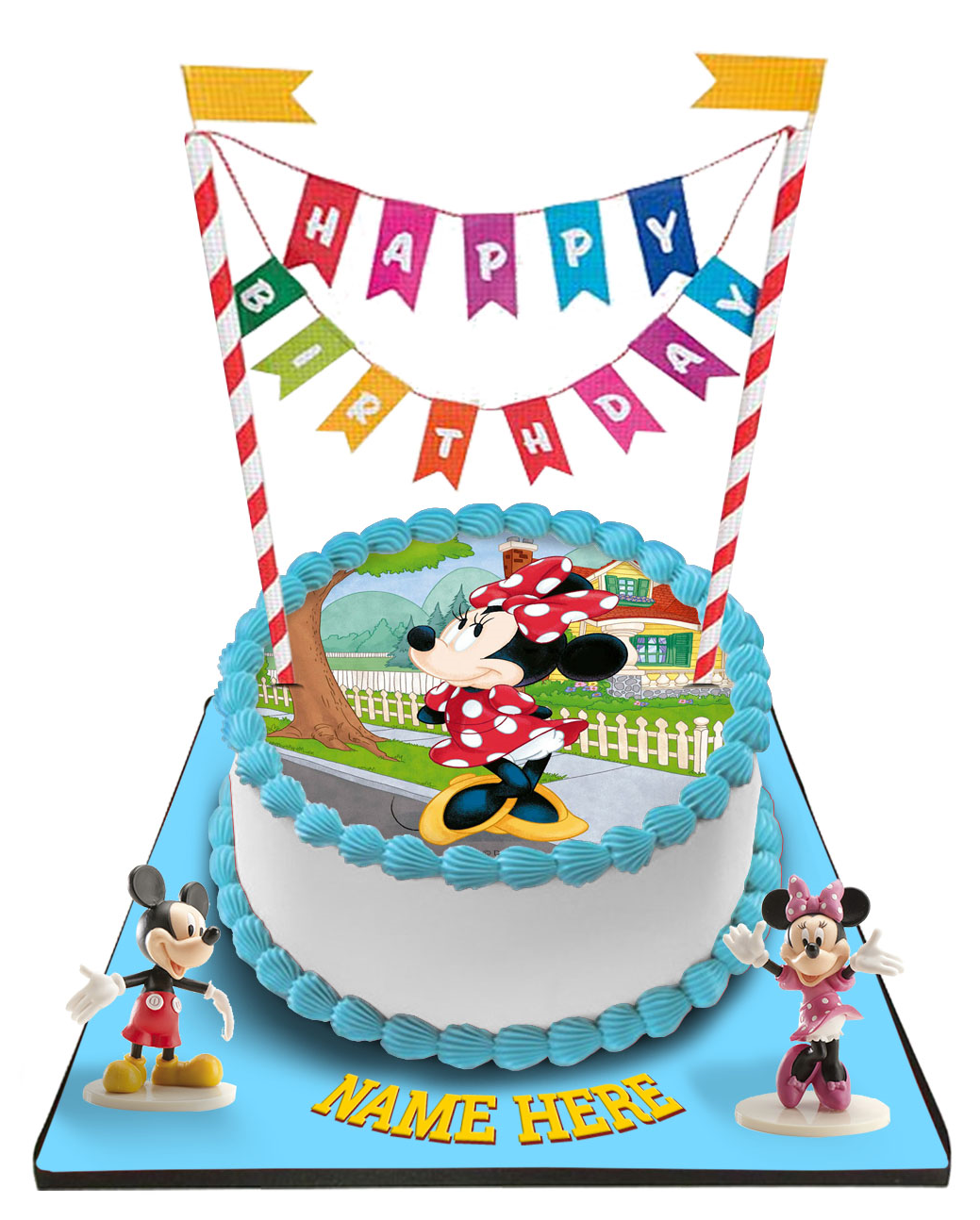 Minnie Mouse Cake with Happy Birthday Bunting &Toppers