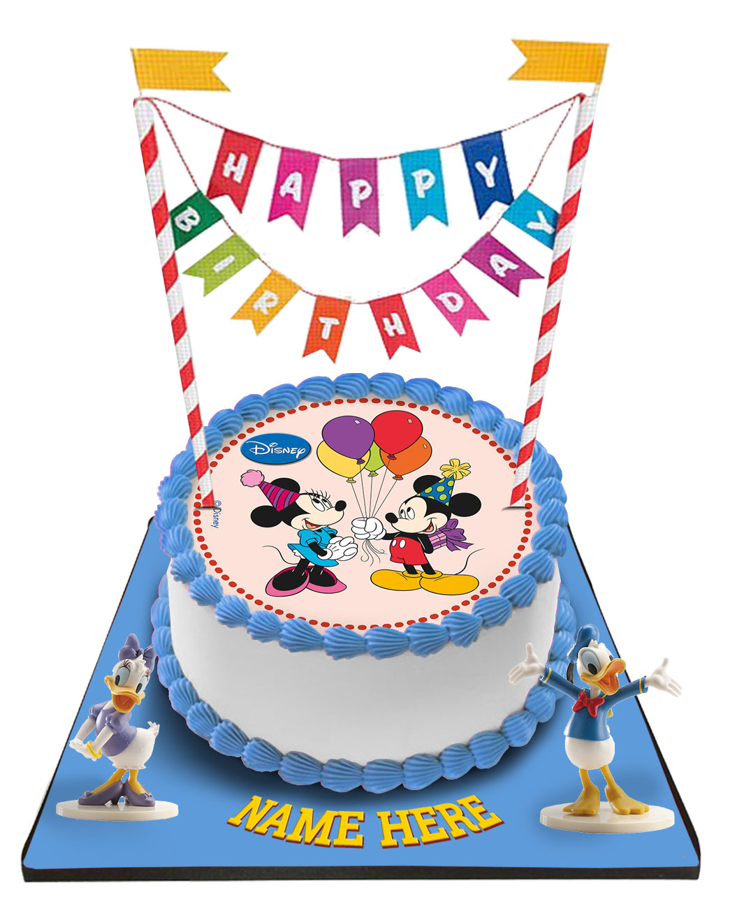 Minnie mouse Cake with Happy Birthday Bunting &Toppers