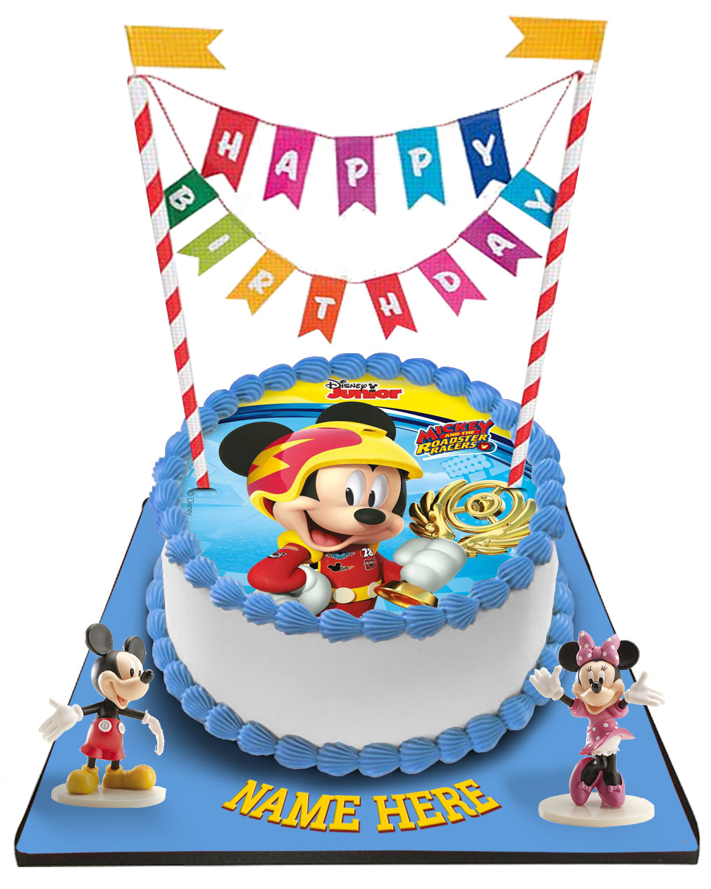 Mickey Mouse Cake with Happy Birthday Bunting &Toppers