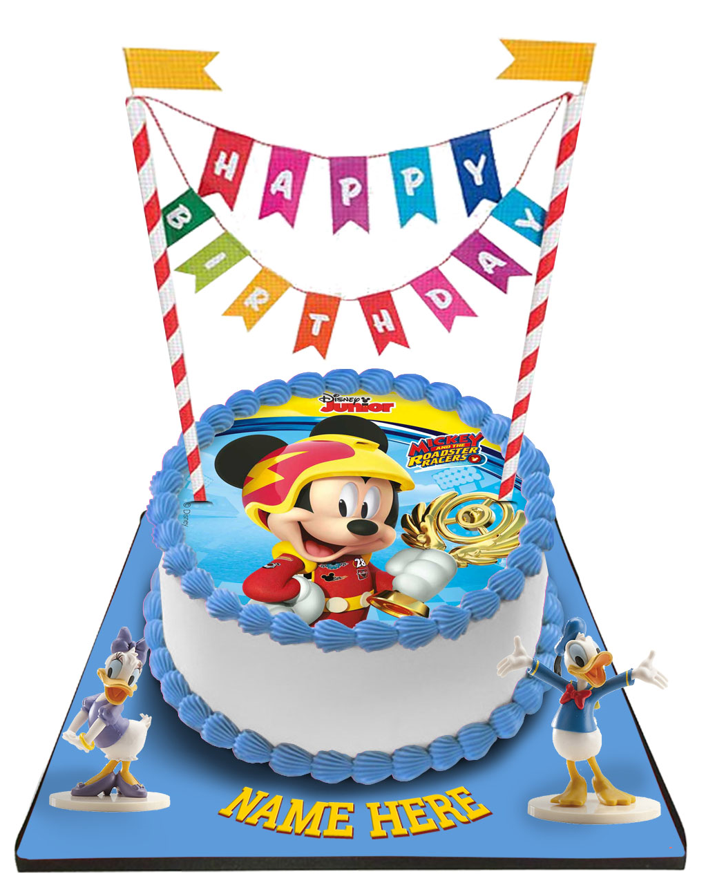 Mickey Mouse Cake with Happy Birthday Bunting &Toppers