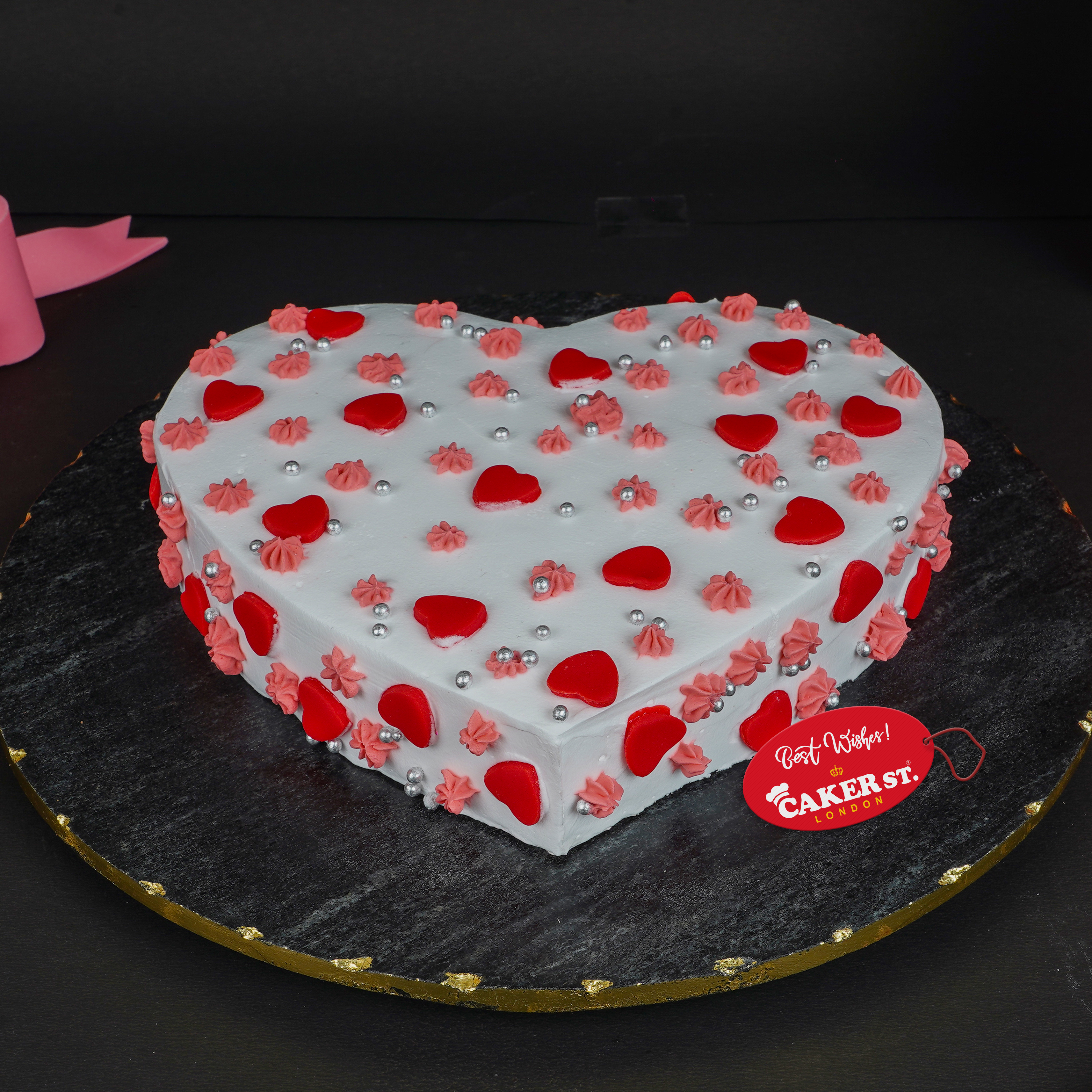 Passionate Petals Heart Cake