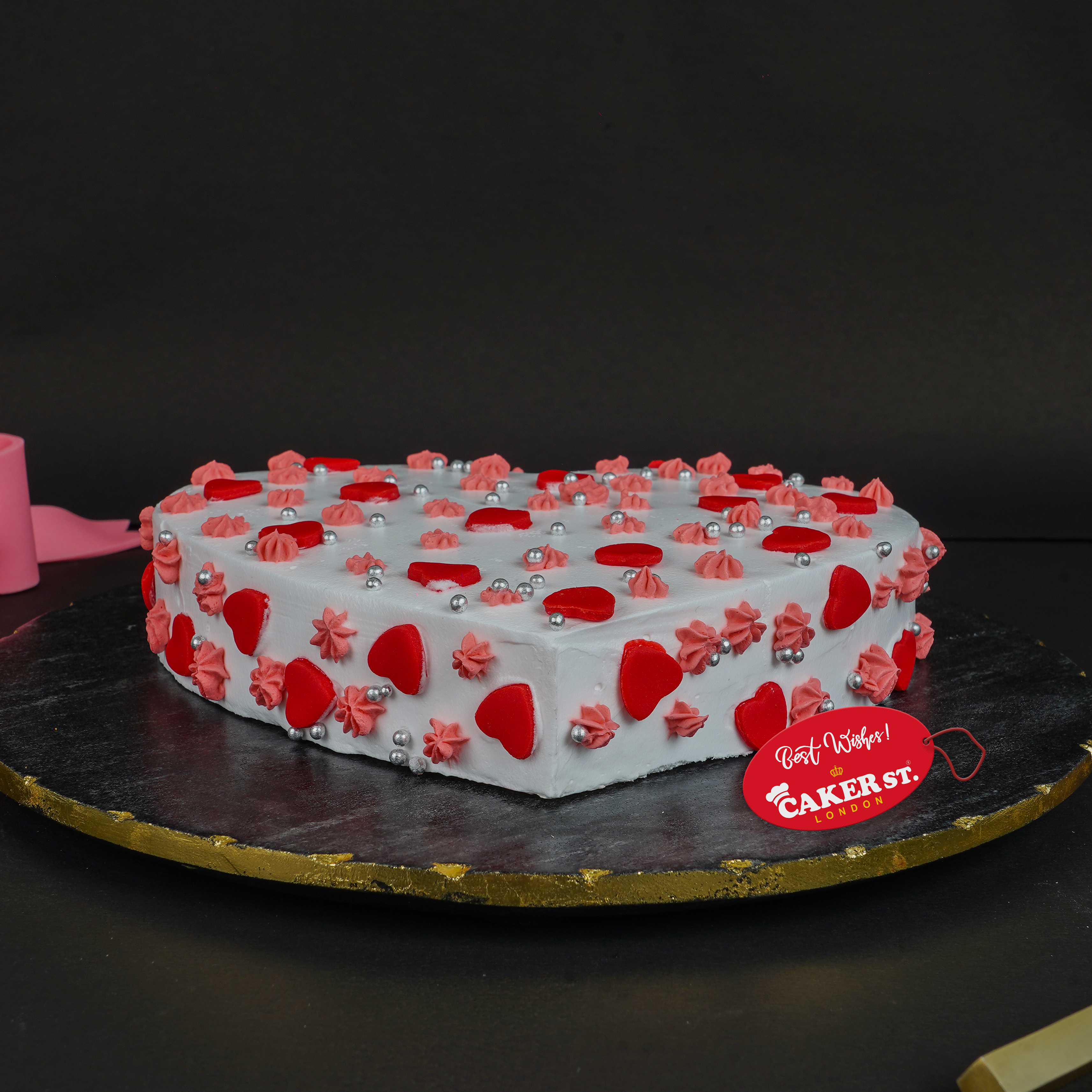 Passionate Petals Heart Cake