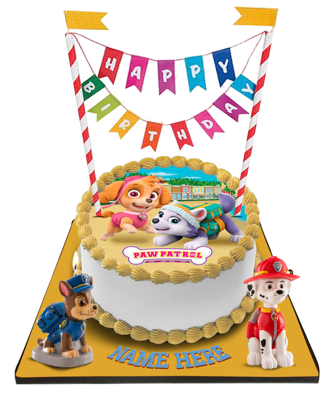 Paw Patrol Cake with Happy Birthday Bunting &Topper