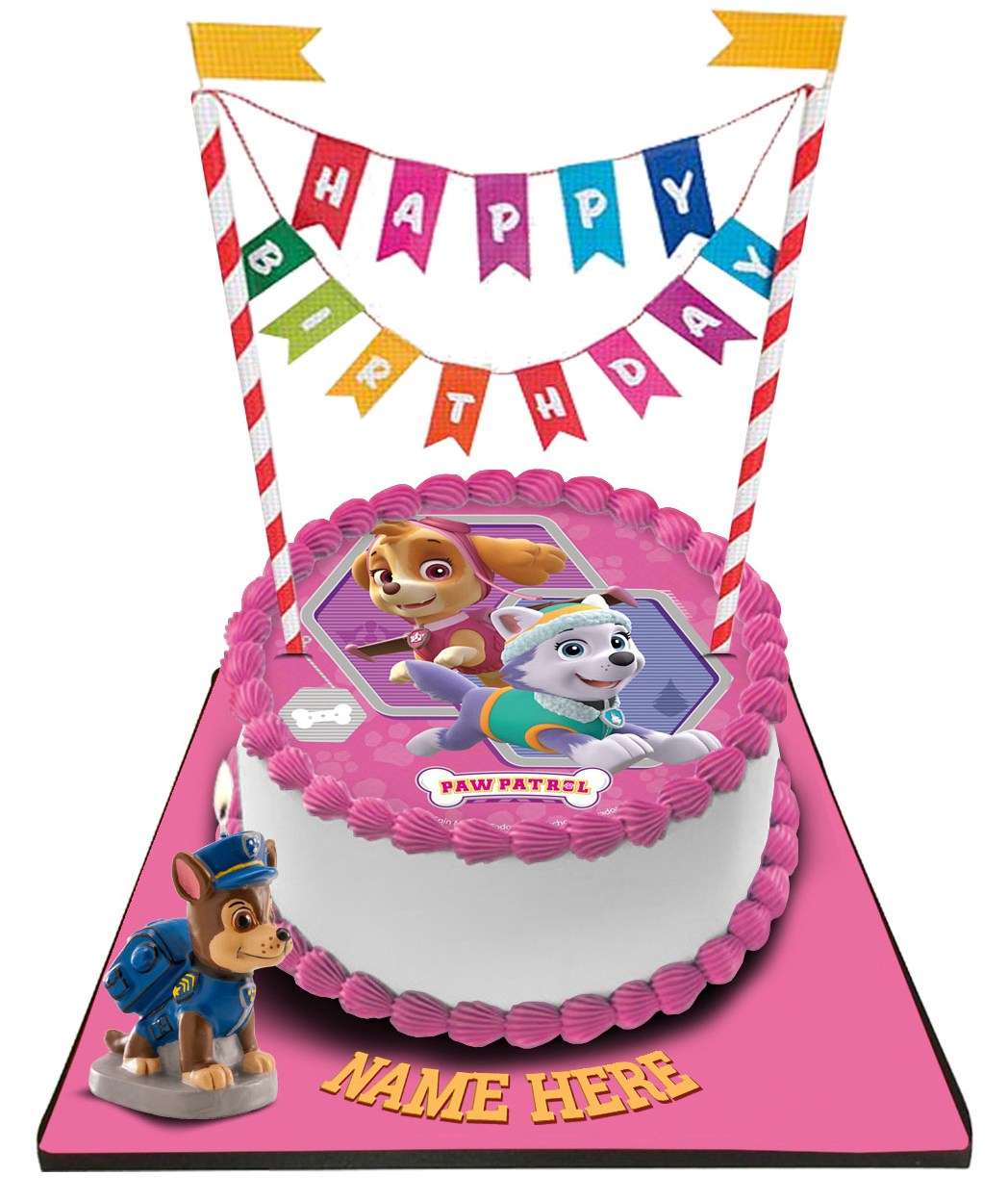 Paw Patrol Cake with Happy Birthday Bunting &Topper