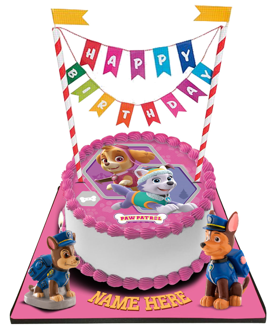 Paw Patrol Cake with Happy Birthday Bunting &Topper