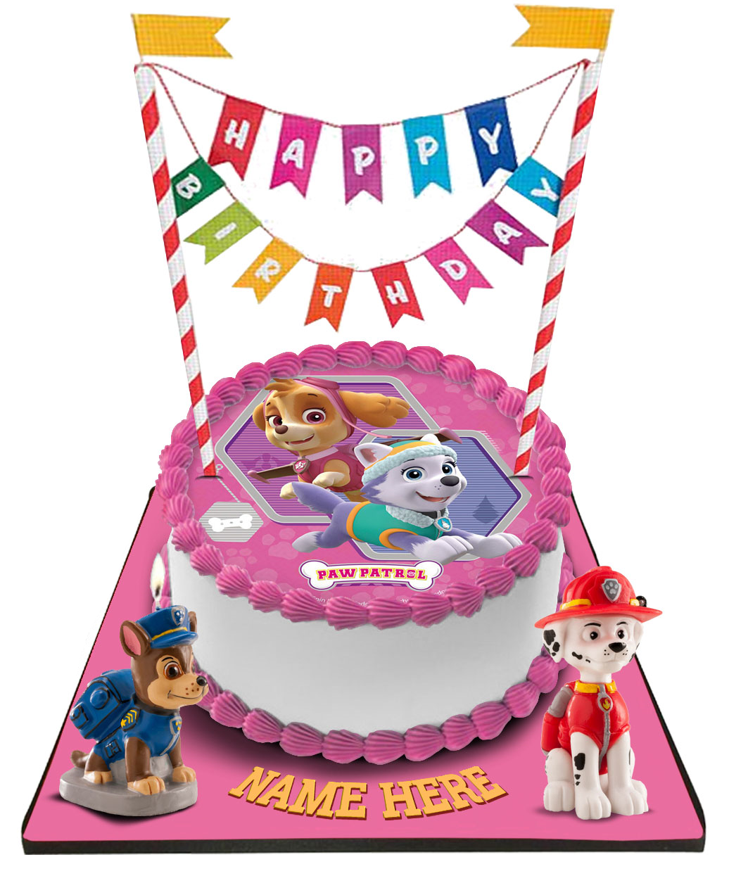 Paw Patrol Cake with Happy Birthday Bunting &Topper