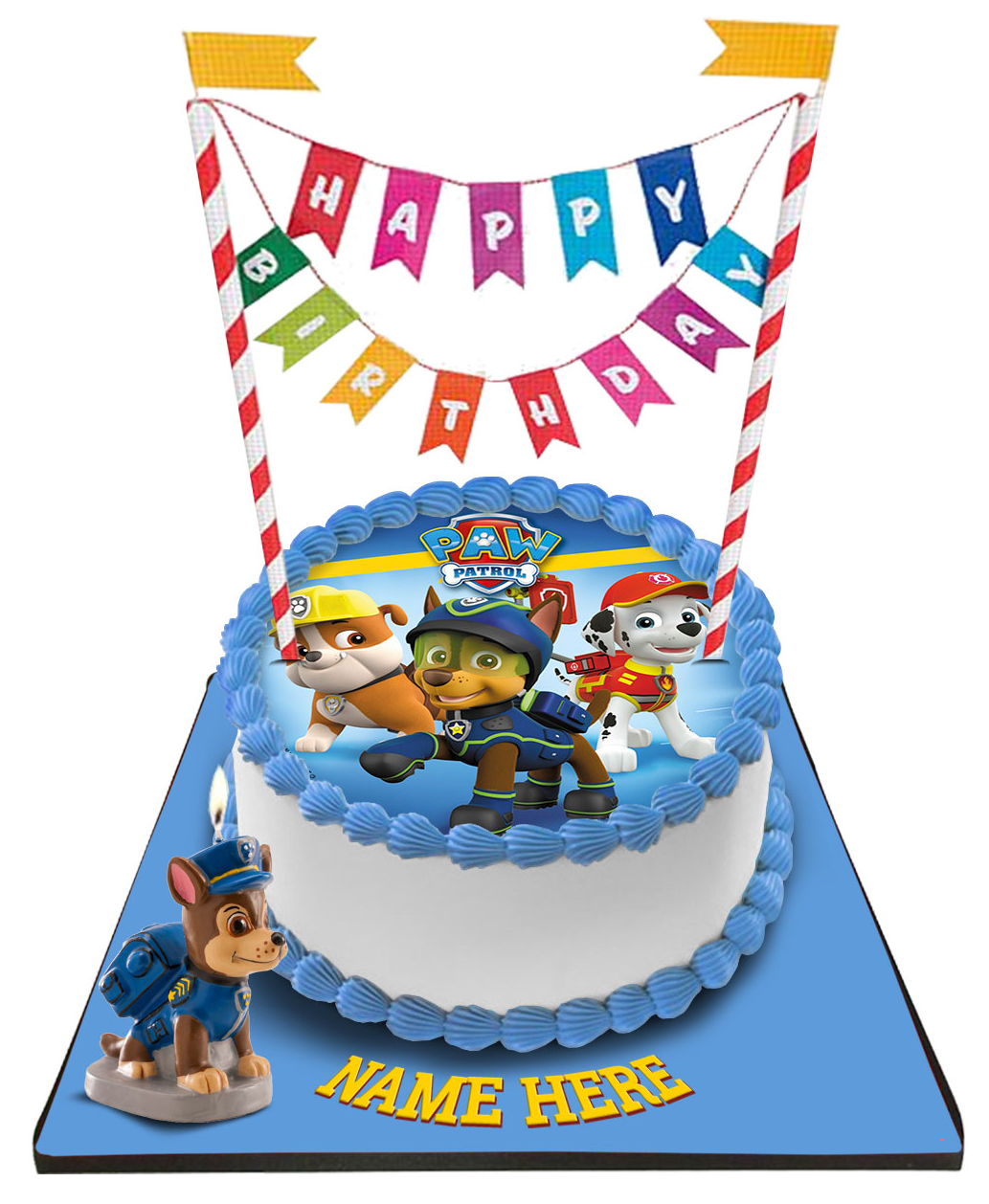 Paw Patrol Cake with Happy Birthday Bunting &Topper