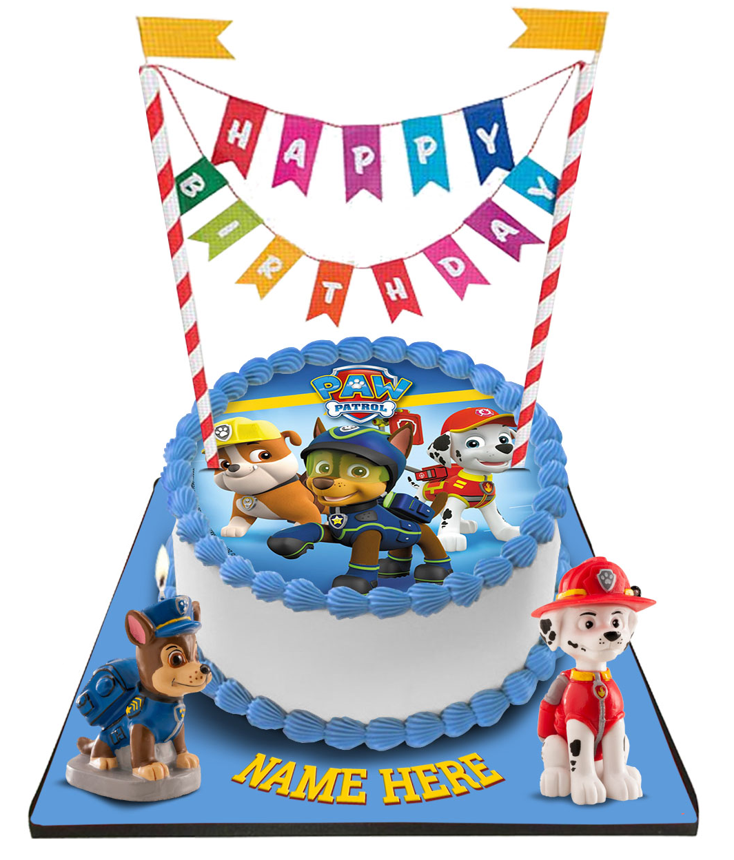 Paw Patrol Cake with Happy Birthday Bunting &Topper