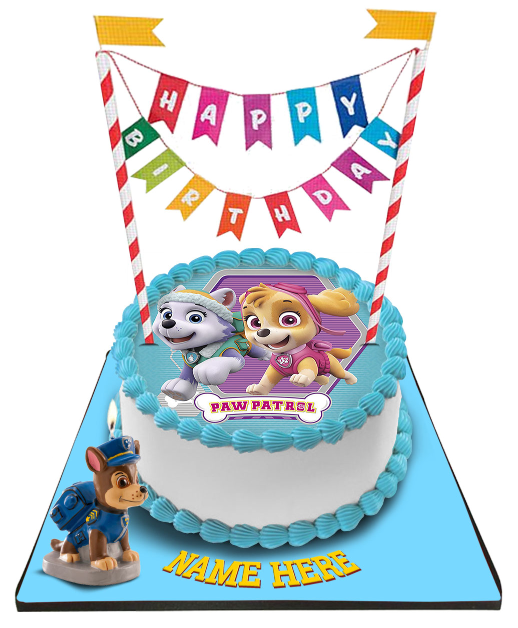 Paw Patrol Cake with Happy Birthday Bunting &Topper