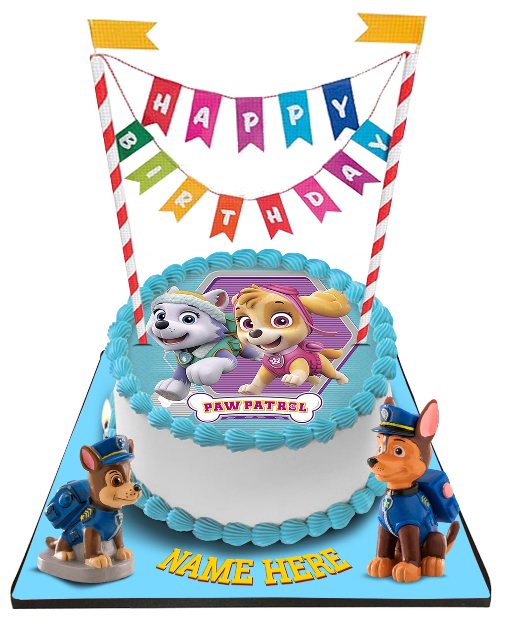 Paw Patrol Cake with Happy Birthday Bunting &Topper