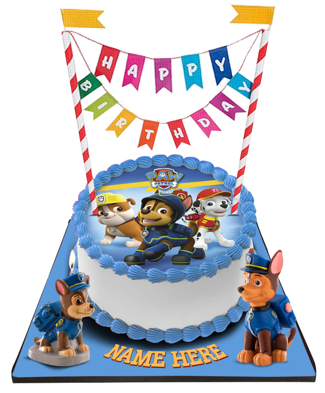 Paw Patrol Cake with Happy Birthday Bunting &Topper