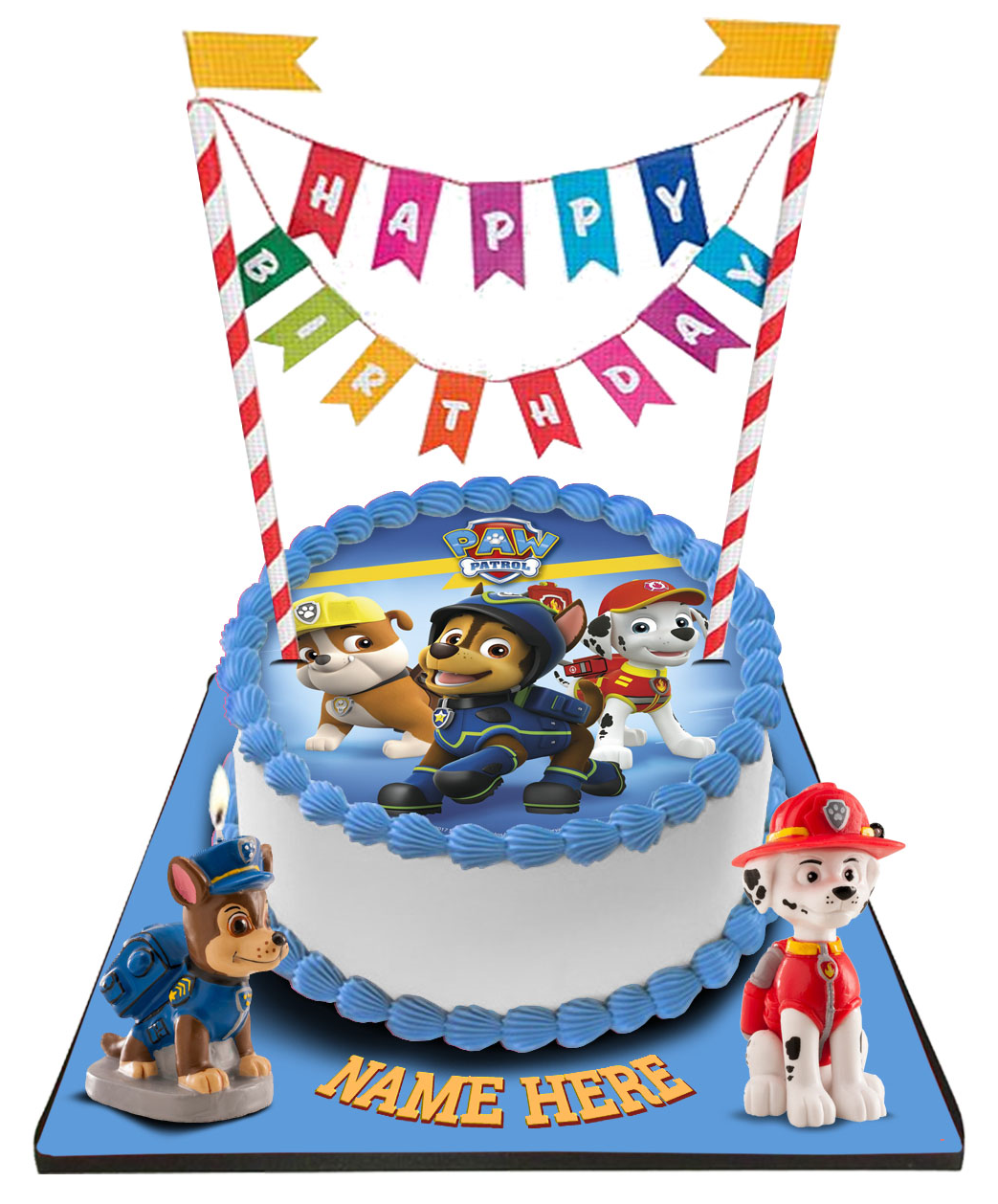 Paw Patrol Cake with Happy Birthday Bunting &Topper