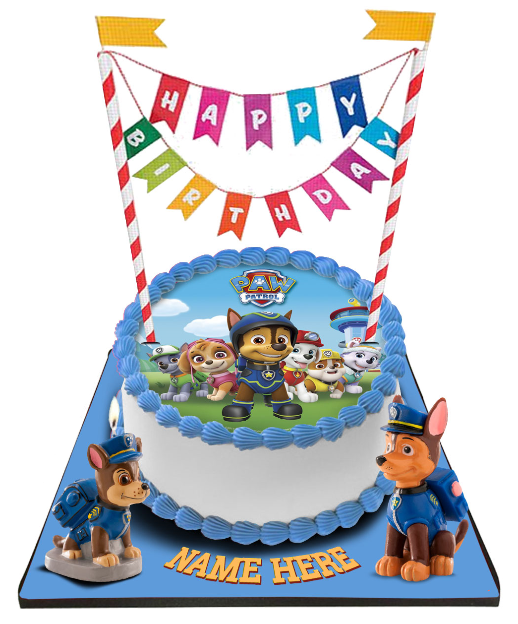 Paw Patrol Cake with Happy Birthday Bunting &Toppers