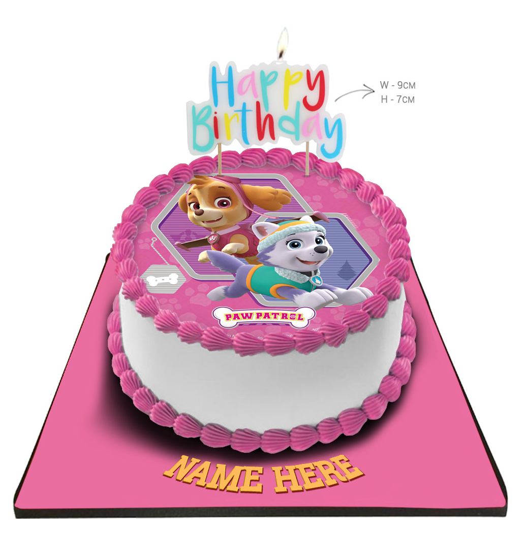 Paw Patrol Cake with Happy Birthday Candle