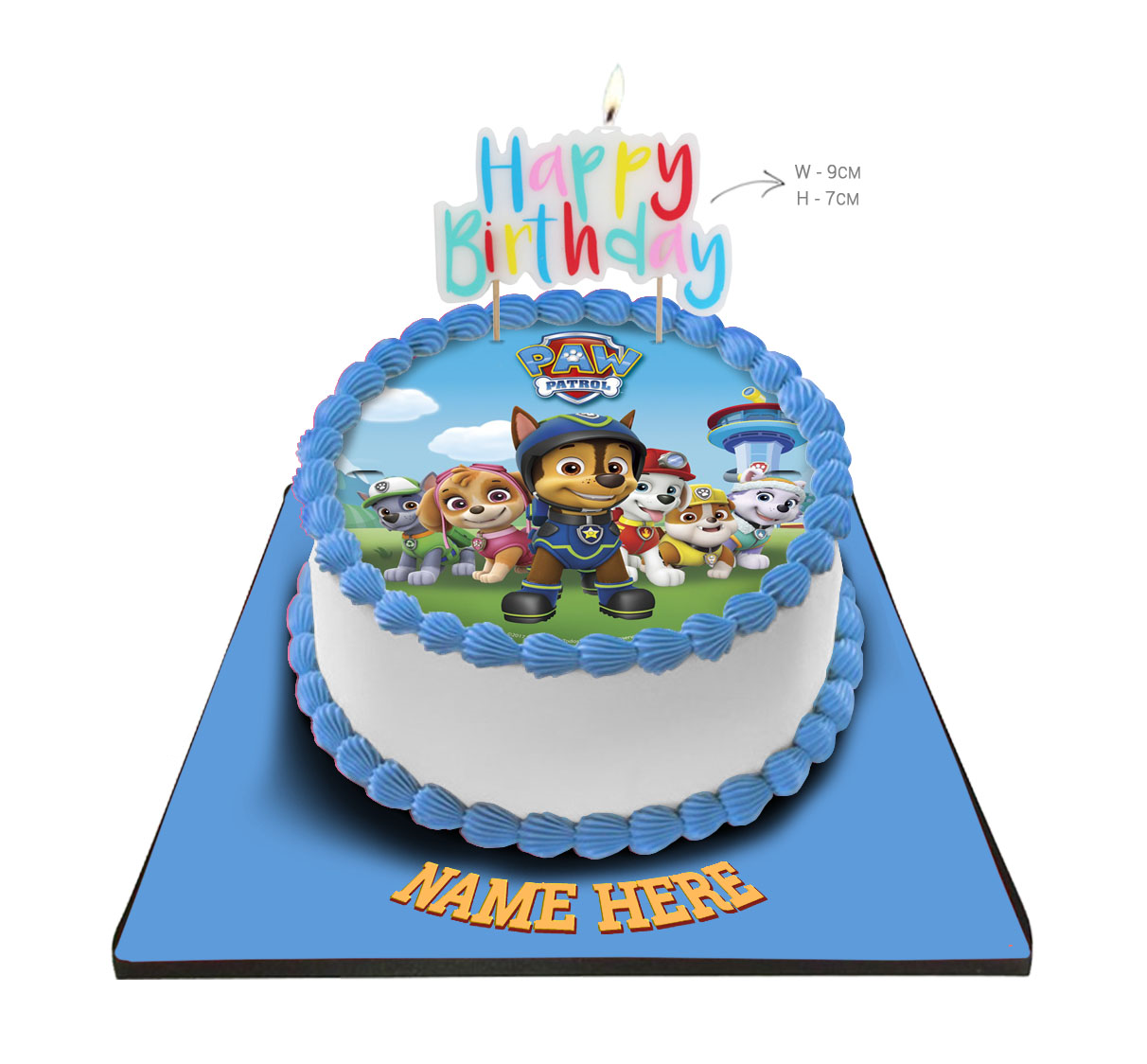 Paw Patrol Cake with Happy Birthday Candle