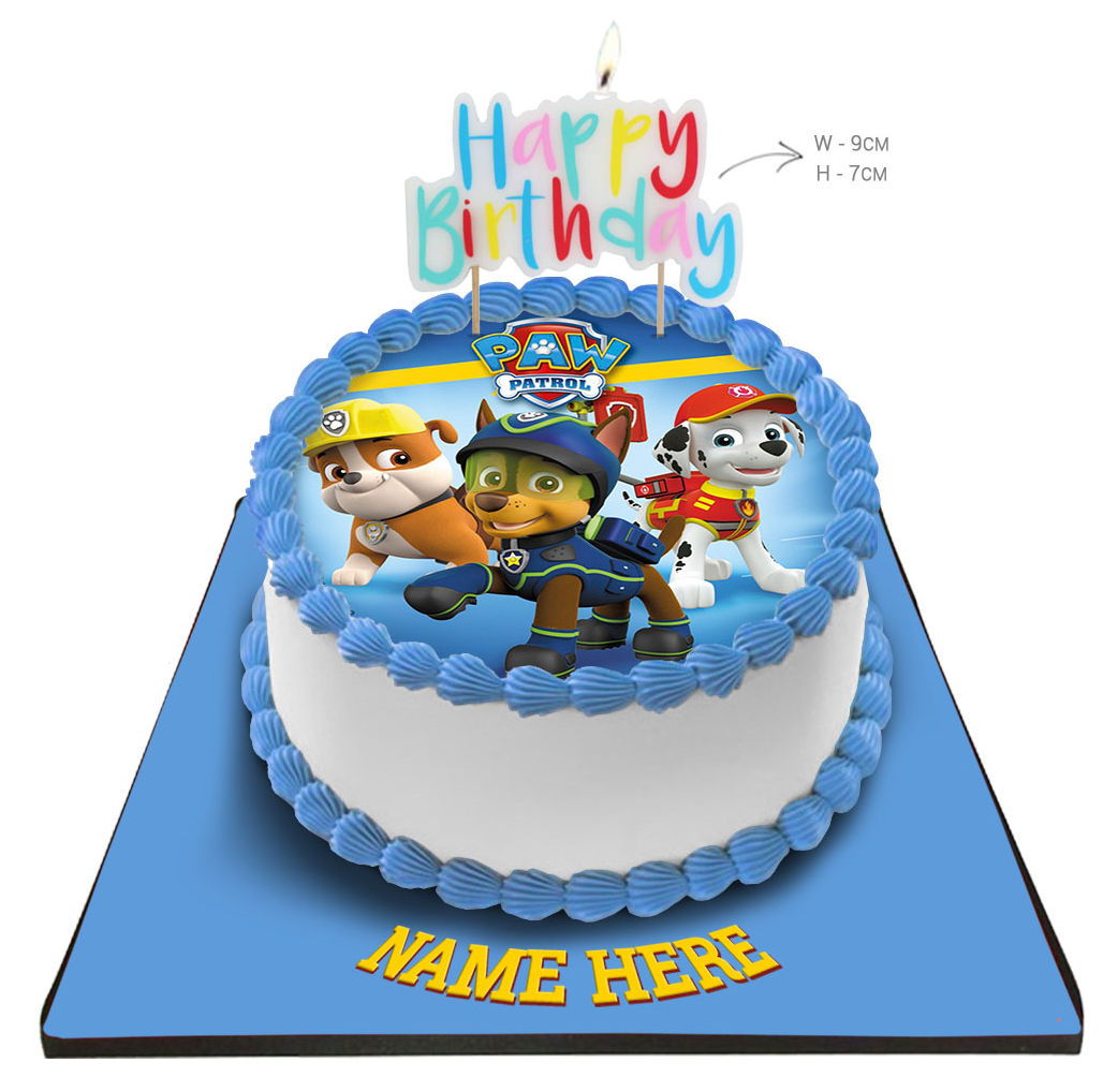 Paw Patrol Cake with Happy Birthday Candle