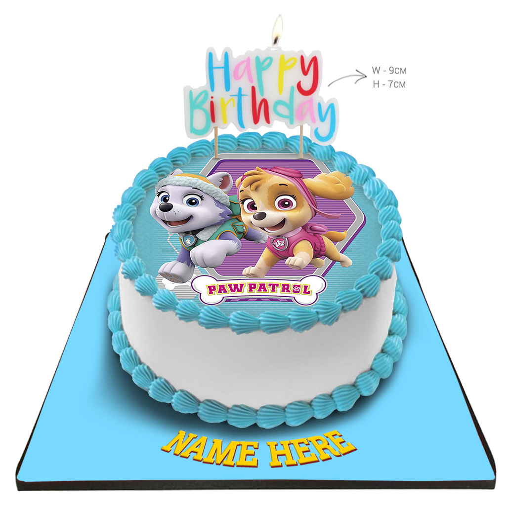 Paw Patrol Cake with Happy Birthday Candle