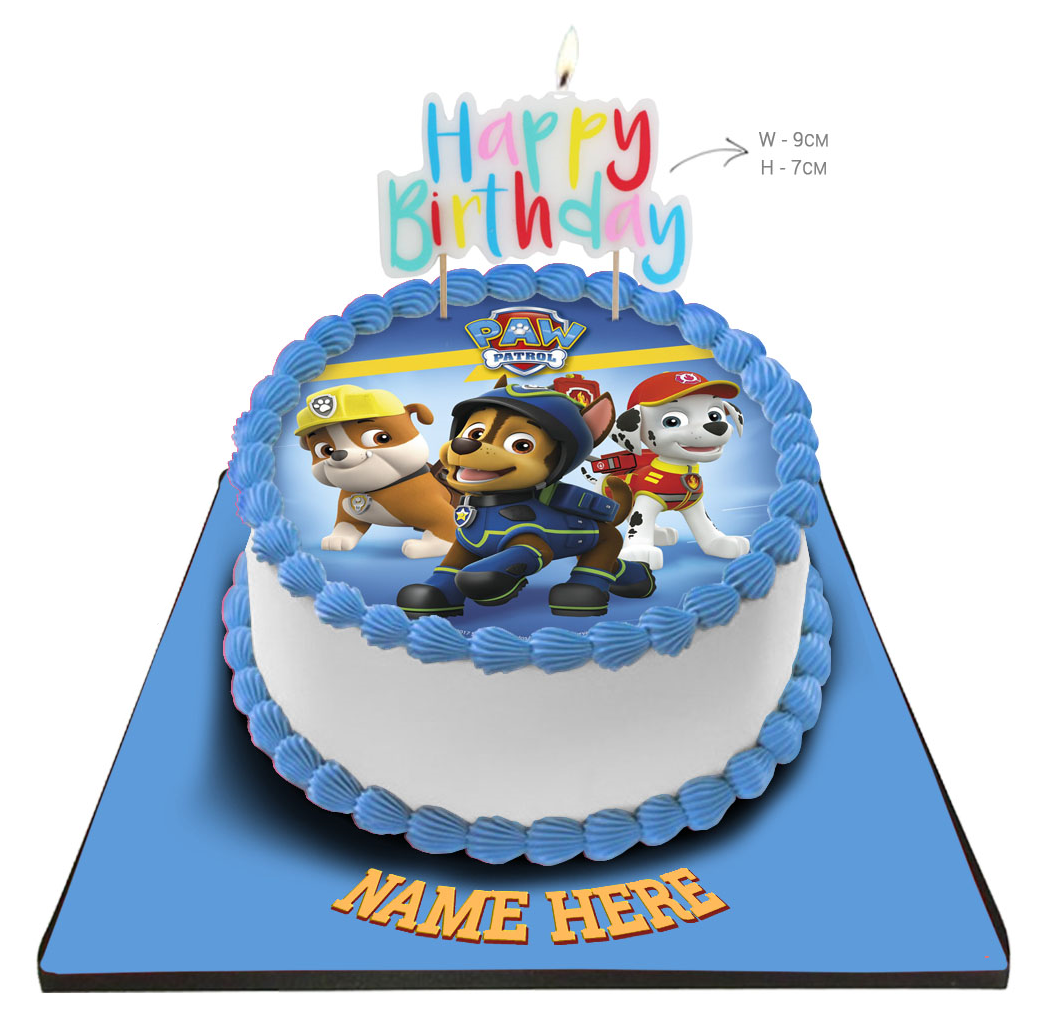 Paw Patrol Cake with Happy Birthday Candle