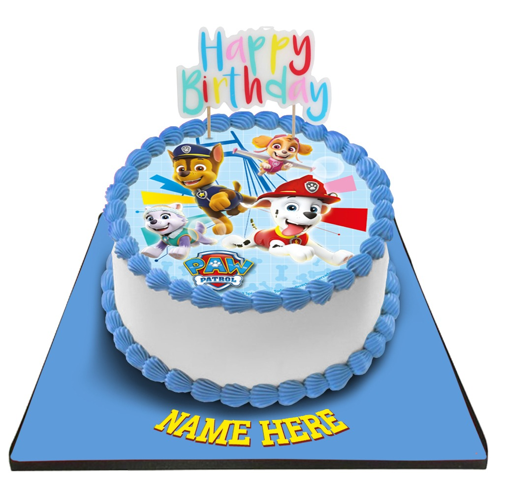 Paw Patrol Cake with Happy Birthday Candle