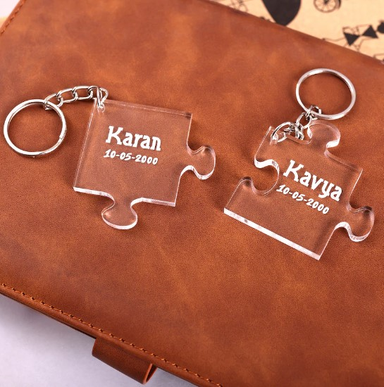 Personalised Couples Engraved Key Chain