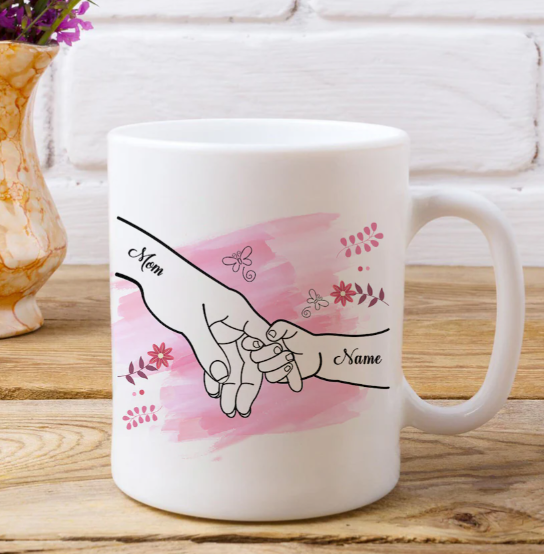 Personalised Mom Hand in Hand Mug