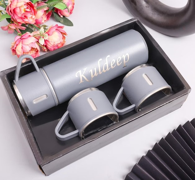 Personalized Vacuum Flask Set With 3 Cups