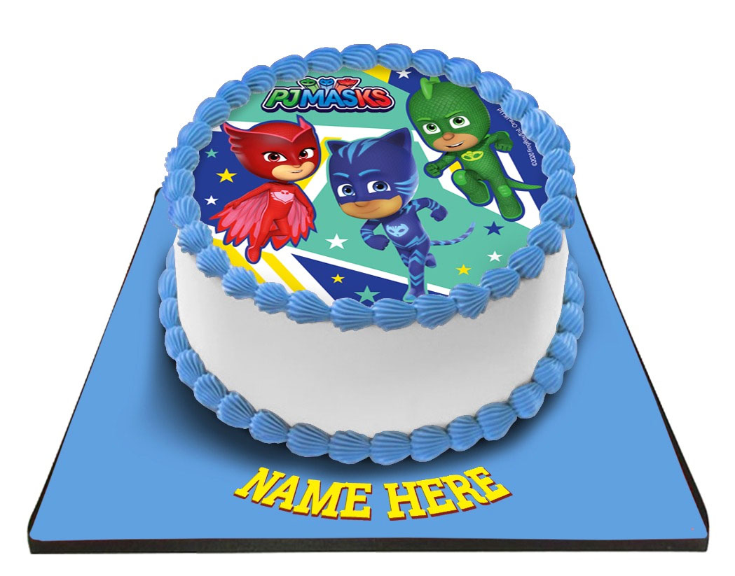 PJ Mask Cake with Happy Birthday Candle