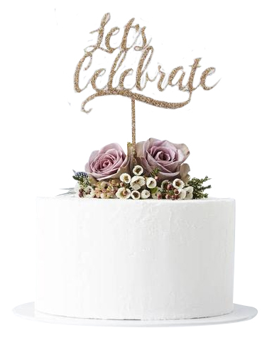 Plain white cake with topper