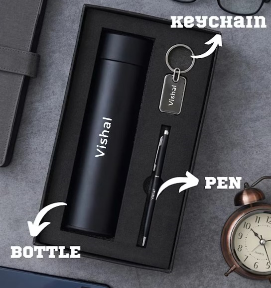 Premium Personalized Pen Keychain And Temperature Bottle