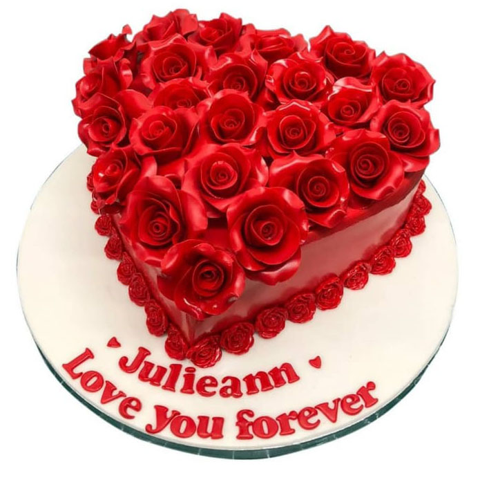 Red Rose Topper Valentines Cake