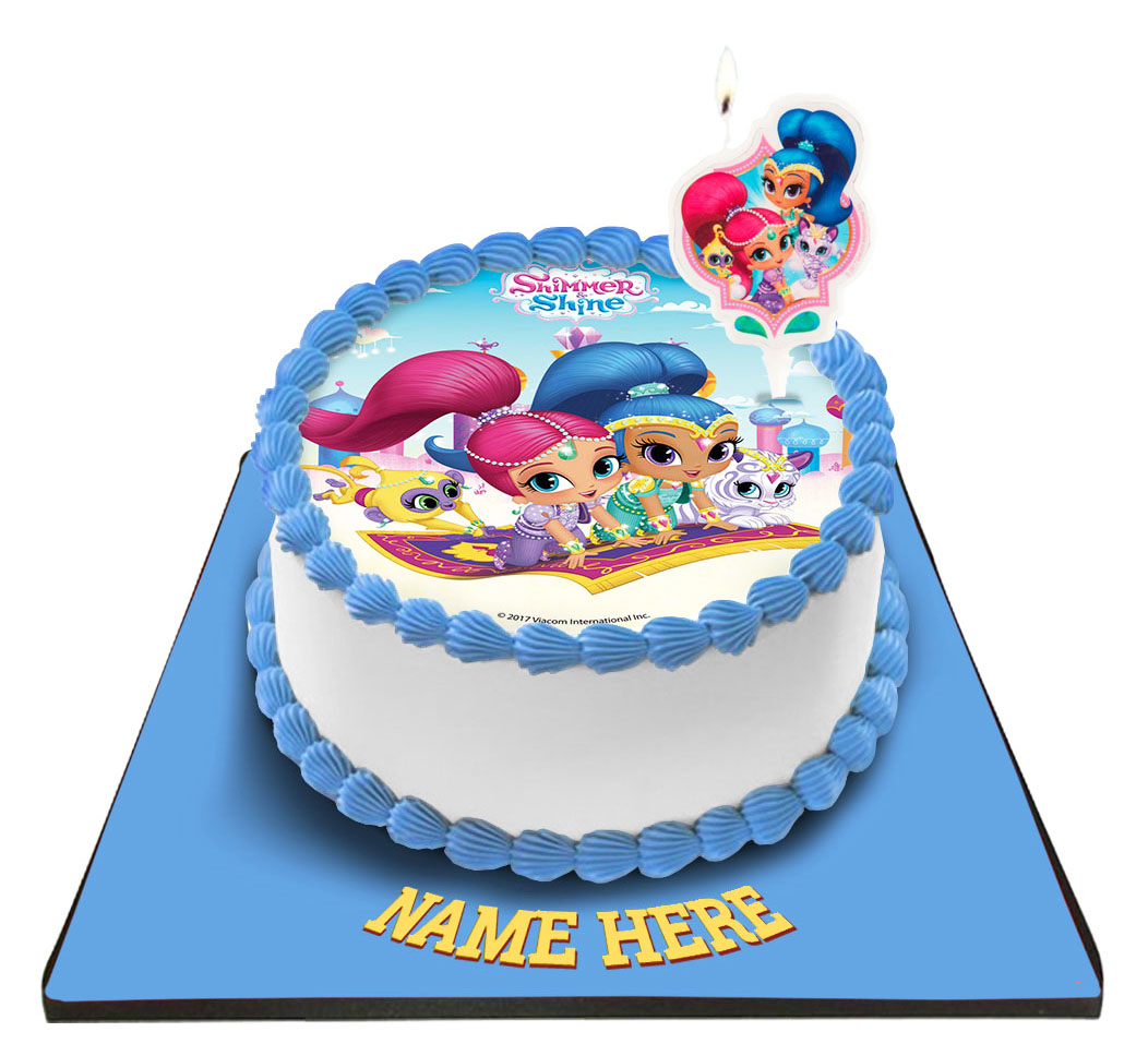 Shimmer & Shine Cake with Shimmer &Shine Candle