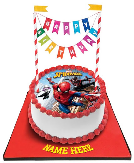 Spiderman Cake with Happy Birthday Bunting