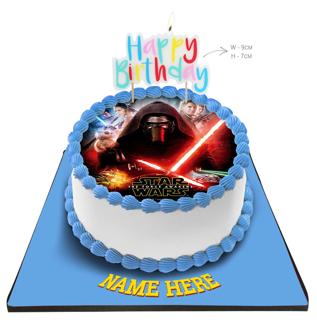 Star Wars Cake with Happy Birthday Candle