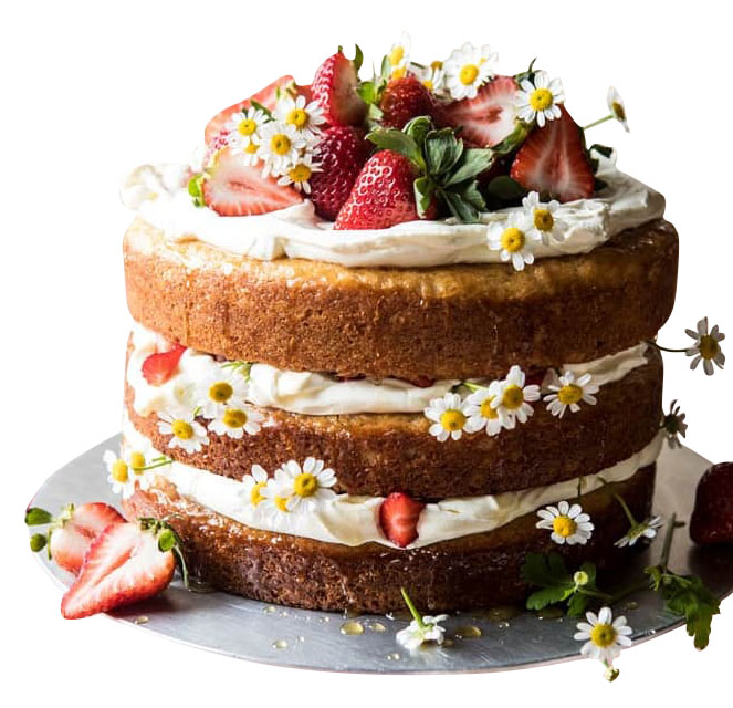 Strawberry Topped Naked Cake