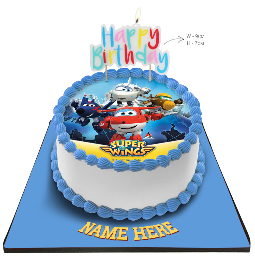 Super Wings Cake with Happy Birthday Candle